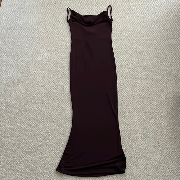 Coffee Brown Low Back Knit Dress XS - Picture 3 of 6